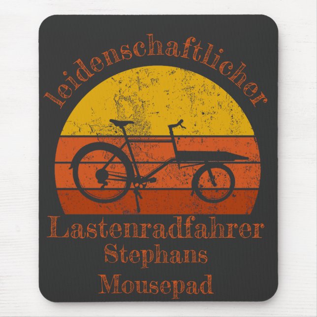 Mousepad Lastenrad im Sonnenuntergang, Dein Name (Frente)