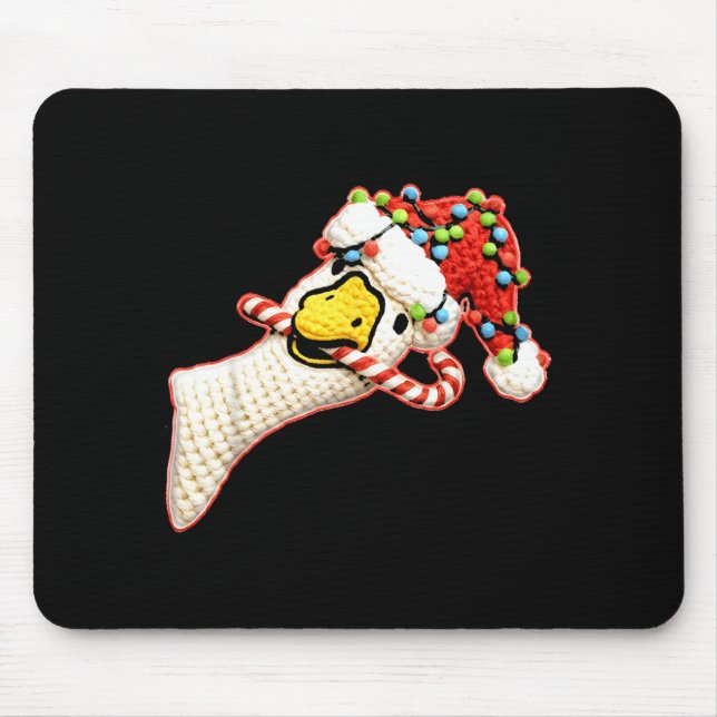 Mousepad Latch Hook Faux Yarn Funny Goose Christmas Crochet (Frente)