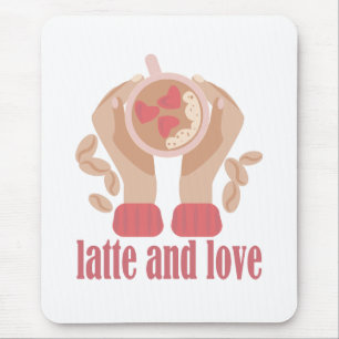 Mousepad Latite e xícara de amor, mãos e café