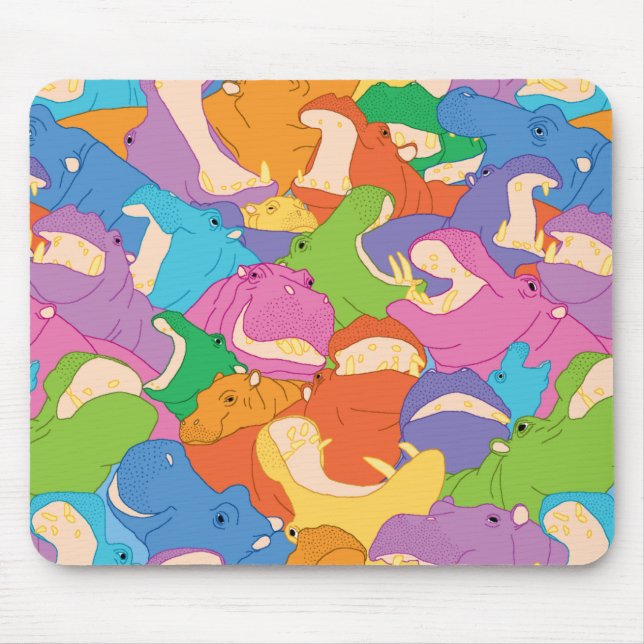 Mousepad Laughing Hippos - bright colours (Frente)
