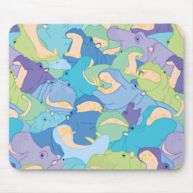 Mousepad Laughing Hippos - cool colours (Frente)
