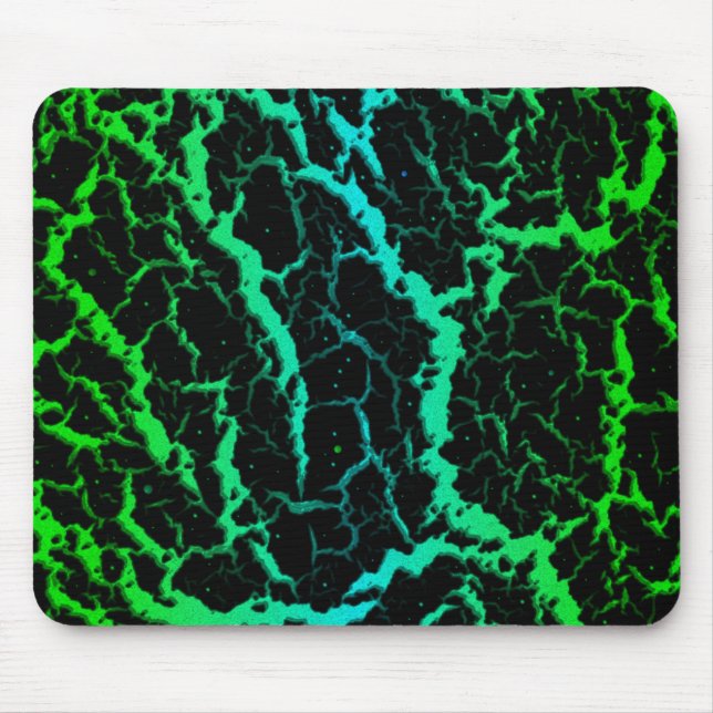 Mousepad Lava de espaço rachada - Verde/Ciano (Frente)