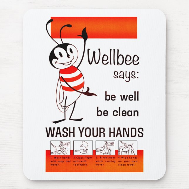 Mousepad LAVAGEM do CDC de Wellbee SEU poster da propaganda (Frente)