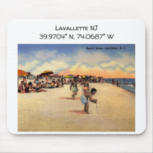 Mousepad Lavallette NJ Map Coordena Estilo de Vintage