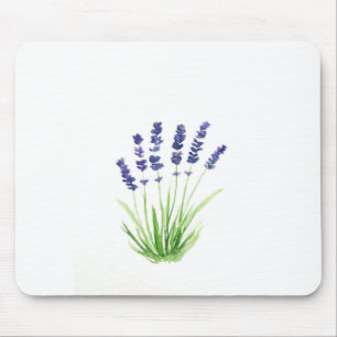 Mousepad Lavanda de aquarela de jardim floral rústico