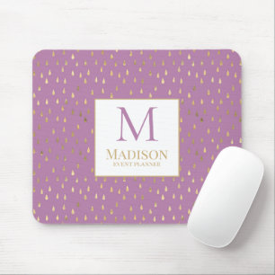Mousepad Lavanda Dourada Raindrop Modern Trendy Monograma