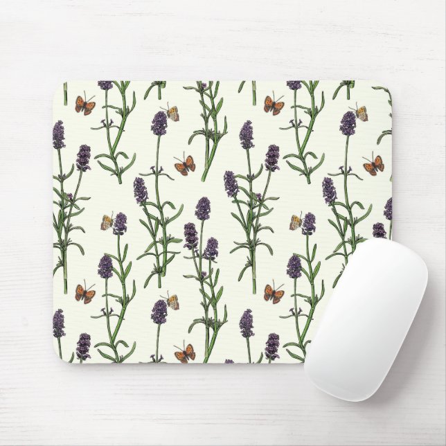Mousepad Lavanda e borboletas esbranquiçadas (Com mouse)