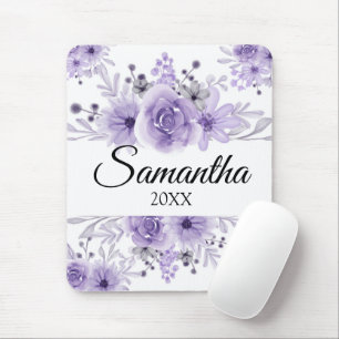 Mousepad Lavanda Elegante Cor Floral Roxa