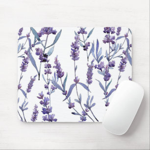 Mousepad Lavanda Floral em Branco