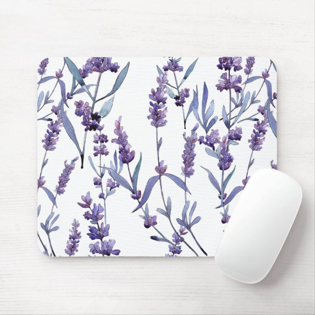 Mousepad Lavanda Floral em Branco (Com mouse)
