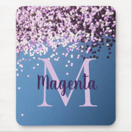Mousepad Lavanda Monograma Confetti em Azul