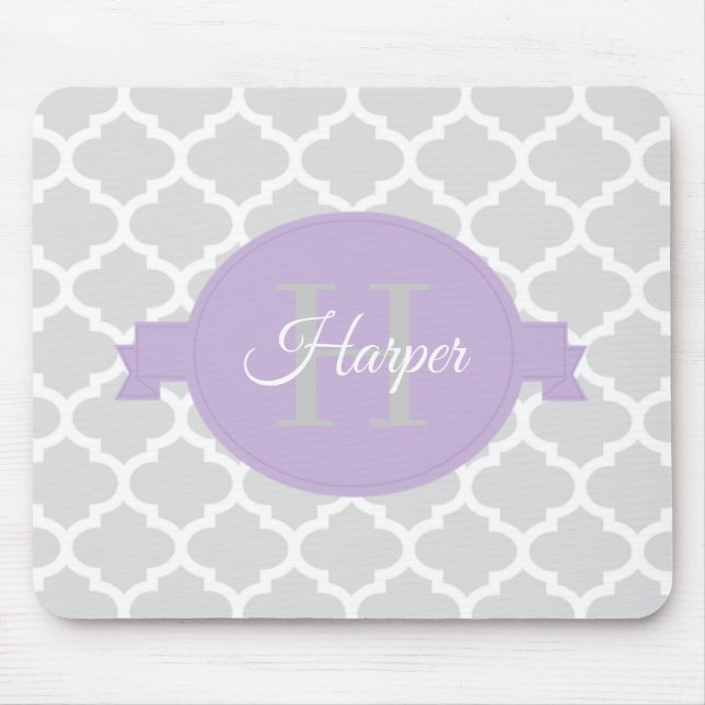Mousepad Lavanda Quatrefoil - Pad Personalizado do Mouse (Frente)