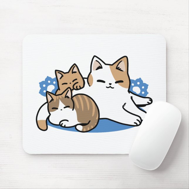Mousepad Lazer - Design de Gatos Preguiçosos (Com mouse)