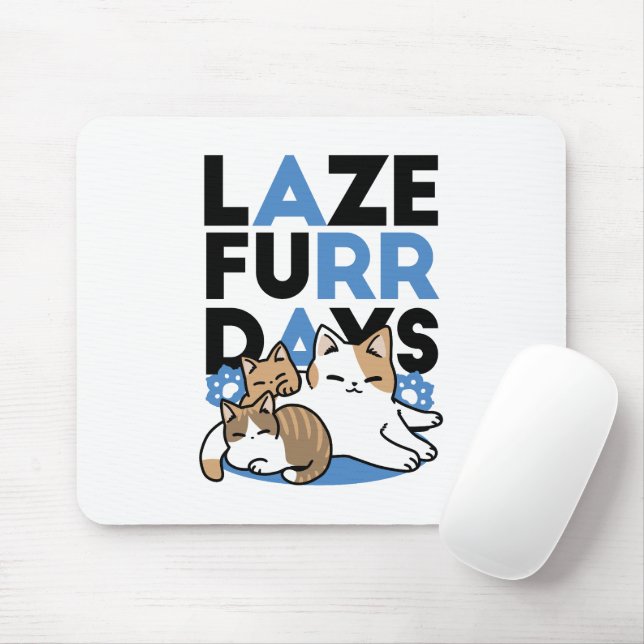 Mousepad Lazer - Design de Gatos Preguiçosos (Com mouse)
