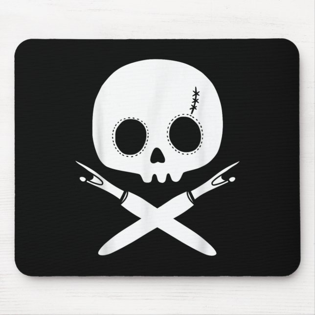 Mousepad Lazy Halloween Costume Sewing Rate Skull Seam Ripp (Frente)
