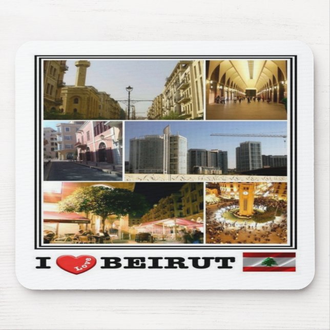 Mousepad LB Beirut - Líbano - Eu Amo Mosaico - (Frente)