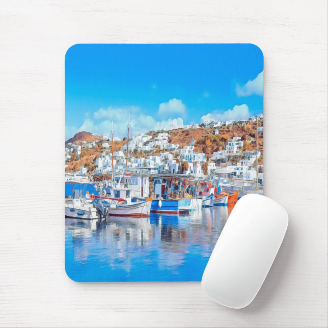 Mousepad ldp MYKONOS - navios de pesca - porto - panorama (Com mouse)