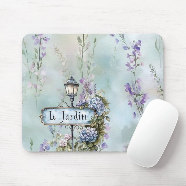 Mousepad Le Jardin (o jardim) Flores Roxas Bonito (Com mouse)
