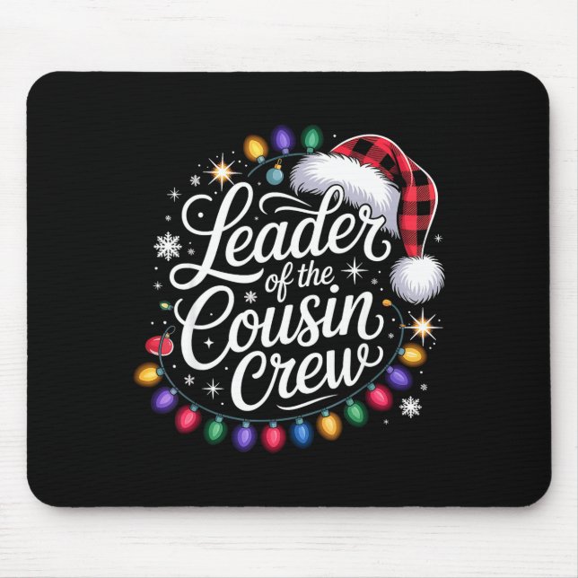 Mousepad Leader Of The Cousin Crew Xmas Lights Red Plaid Sa (Frente)