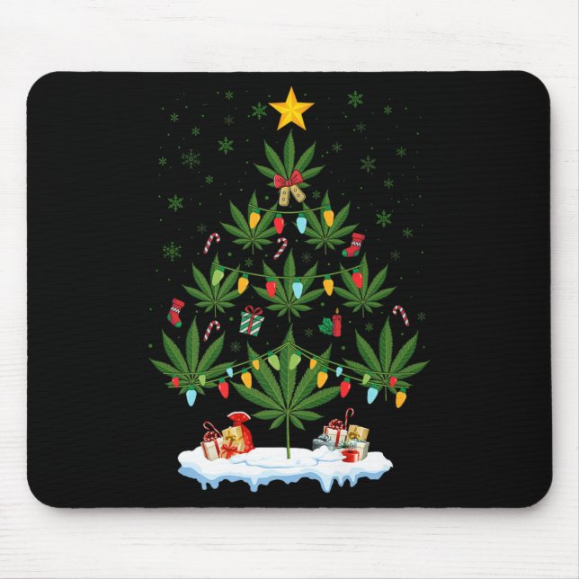 Mousepad Leaf Christmas Tree Weed Stoner Xmas Premium  (Frente)