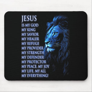 Mousepad Leão Cristão Jesus É Meu Rei, Deus, Senhor, E Sa