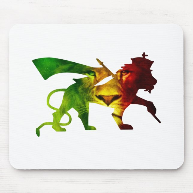 Mousepad Leão de Judá RASTA | Vermelho Dourado Verde (Frente)