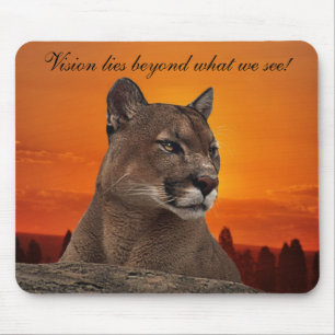 Mousepad Leão de montanha no por do sol