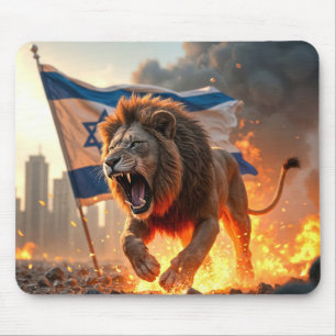 Mousepad Leão itinerante com estrela de David Israel Flag