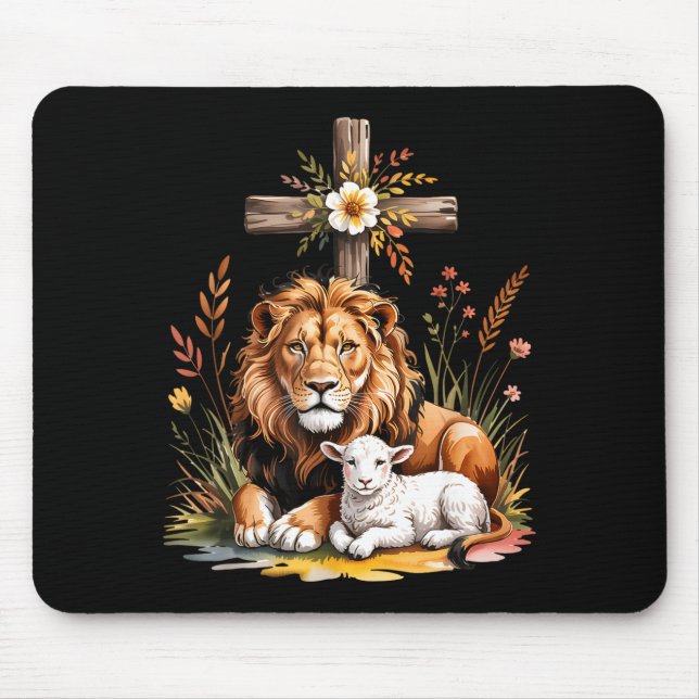 Mousepad Leão Judá Cordeiro Deus Fé Cristã Design (Frente)