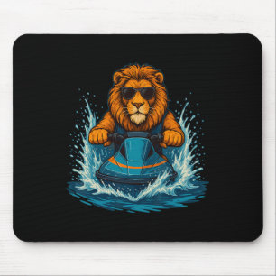 Mousepad Leão Legal Com Óculos de Sol Piloto de Jet Ski Fel