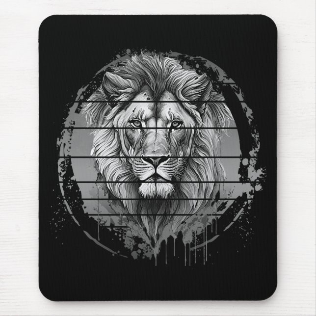 Mousepad Leão Preto e Branco (Frente)