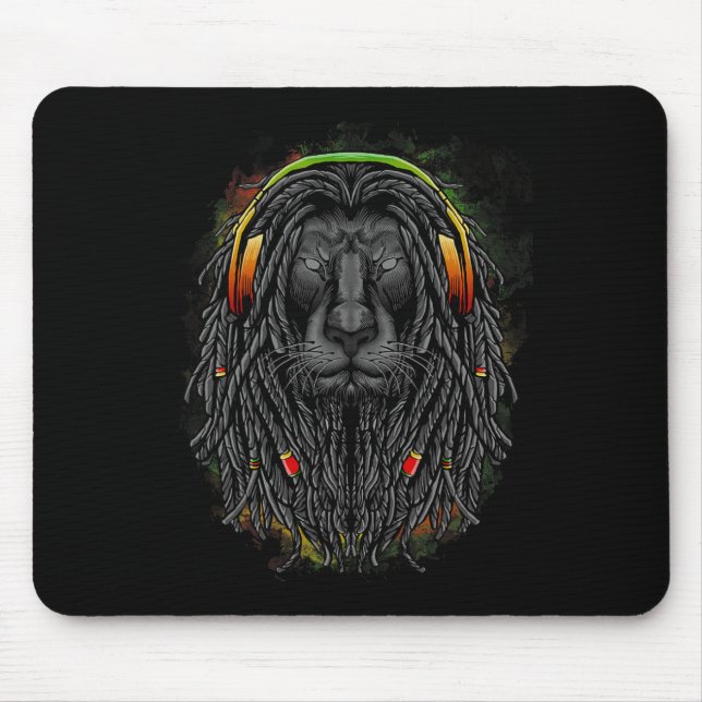 Mousepad Leão Rasta Negro Com Pentes - Mostre Seu Orgulho (Frente)