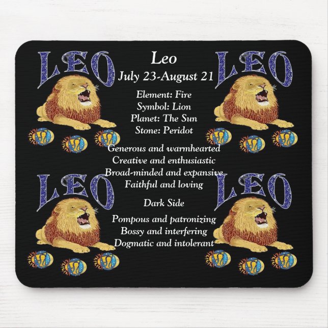 Mousepad Leão - Sinal de Nascimento - Pad do Rato Zodiac (Frente)
