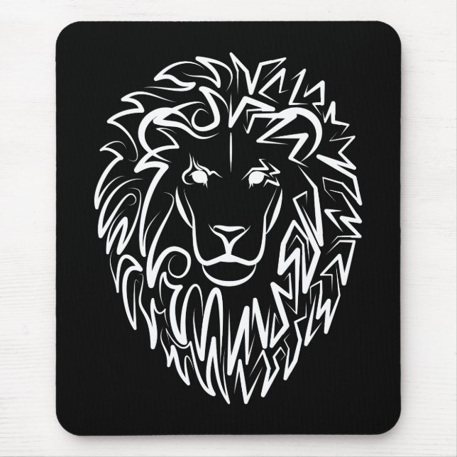 Mousepad Leão Tribal Negro e Branco (Frente)