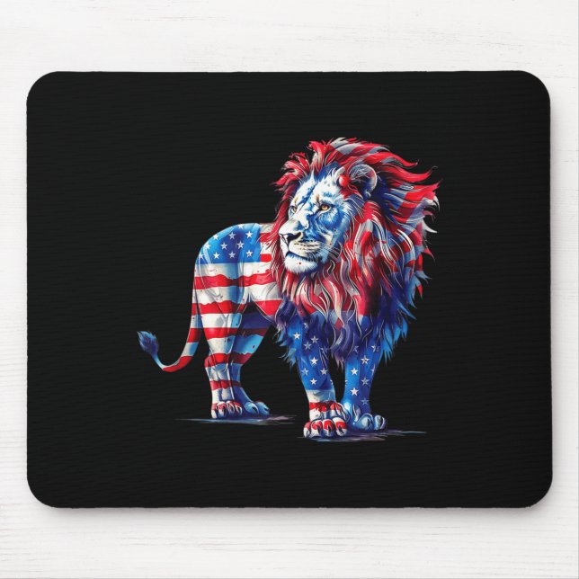 Mousepad Leão vermelho branco e azul (Frente)