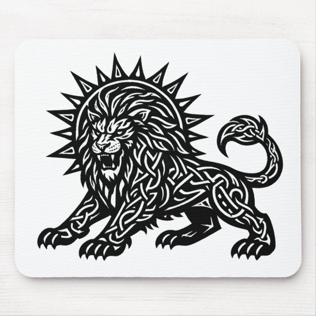 Mousepad Leão Zodíaco Sol‑Crina Leão | BurnsInHell (Frente)