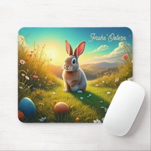 Mousepad Lebre de Páscoa e ovos coloridos no encanto da pri