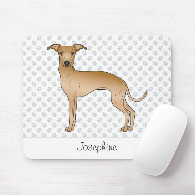 Mousepad Lebre Italiano Galgo Cute Cão Com Nome Personaliza (Com mouse)