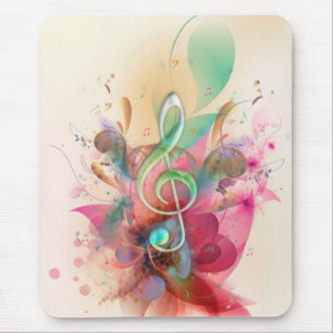 Mousepad Legal aquarelas trible clef music notes swirings
