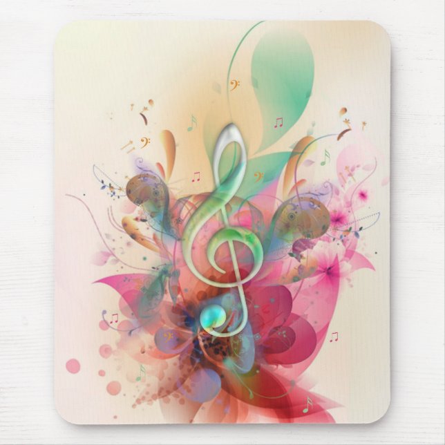 Mousepad Legal aquarelas trible clef music notes swirings (Frente)