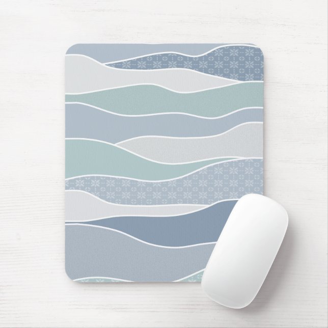 Mousepad Legal Azul, Verde, Curva, Stripes Abstrato (Com mouse)
