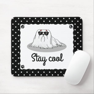 Mousepad Legal Cão Maltês com Óculos Solares Engraçado