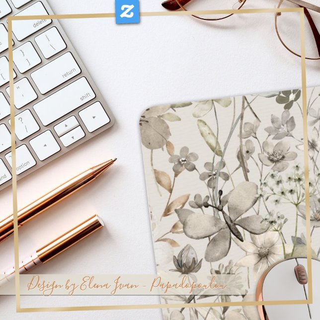 Mousepad Legal de mesa - belo decoro de marfim bege (My elegant floral on this mouse pad)