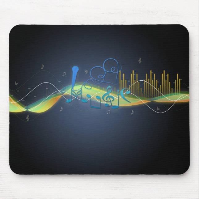 Mousepad Legal efeitos brilhantes notas musicais espirais (Frente)