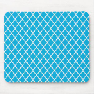 Mousepad legal, elegante, clássico aqua azul trevo de quatr