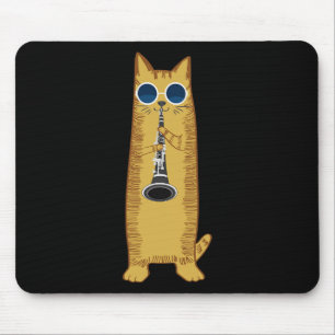 Mousepad Legal Gato A Tocar O Hipster Hippy Clarinet Design