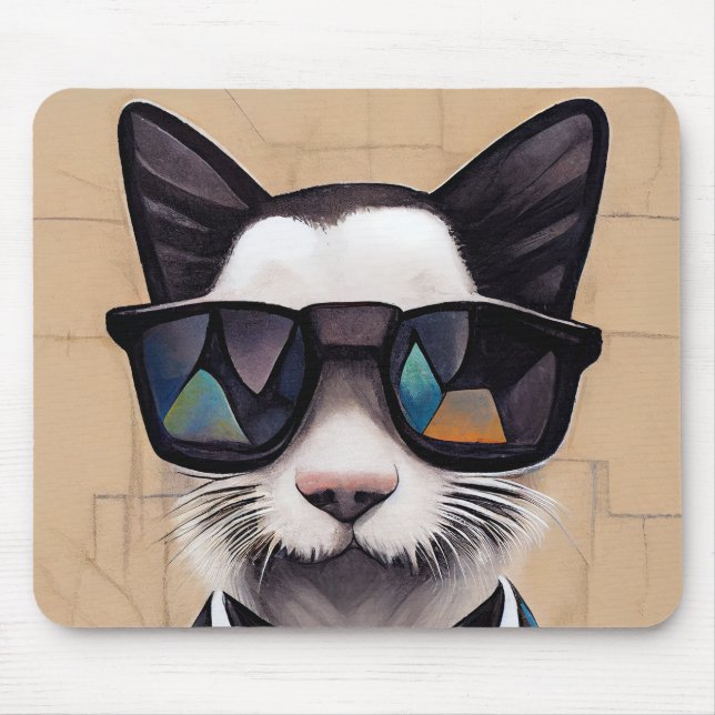 Mousepad Legal gato vestindo óculos escuros Pasta do mouse (Frente)