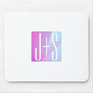 Mousepad Legal Geométrico Rosa & Roxo Iniciais de Casais