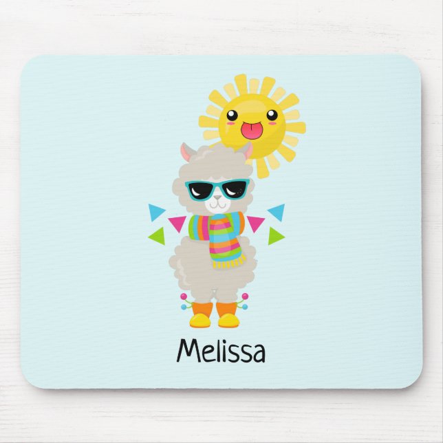 Mousepad Legal Llama e sorrindo Kawaii Sun (Frente)