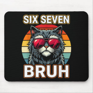 Mousepad Legal Retro Seis Sete Cara Gato Óculos de Sol Meme